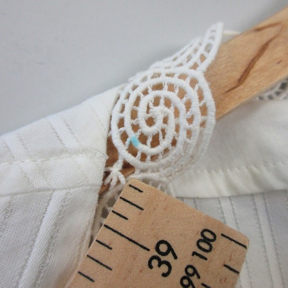 Celestine Pajama Set Women White Striped 100% Cotton Lace Trim Lounge Vtg 252 - Picture 9 of 16